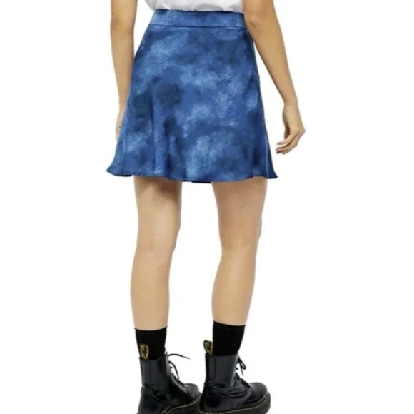 Free People Womens Martine Flirt Mini Skirt Blue Tie-Dyed Going Out Party A-Line - Picture 2 of 8